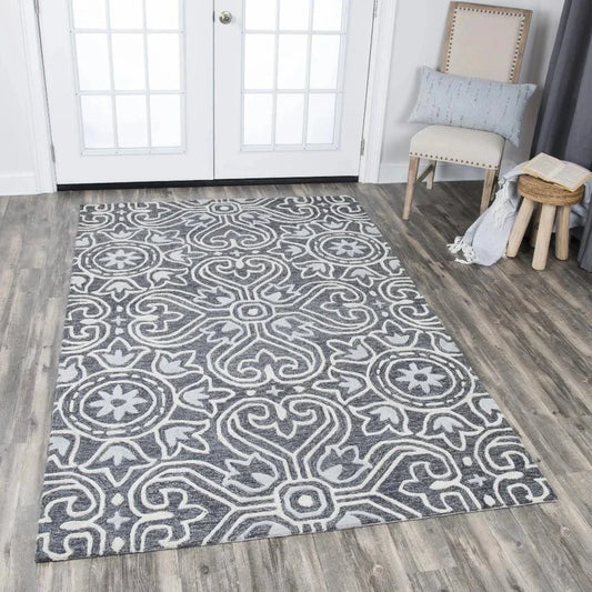 Cast Medallion Gray Large Area Rugs For Living Room - LOOMLAN - LOOMLAN - Area Rugs