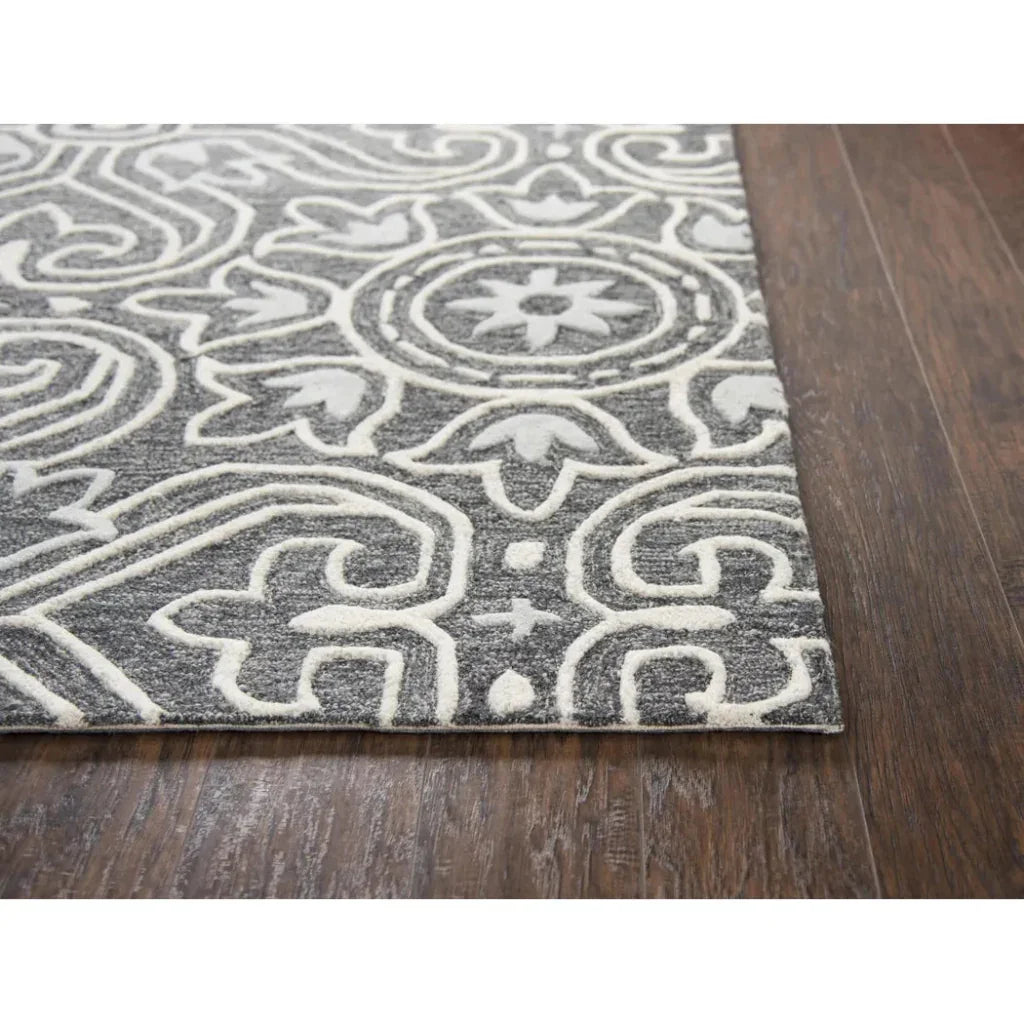 Cast Medallion Gray Large Area Rugs For Living Room - LOOMLAN - LOOMLAN - Area Rugs