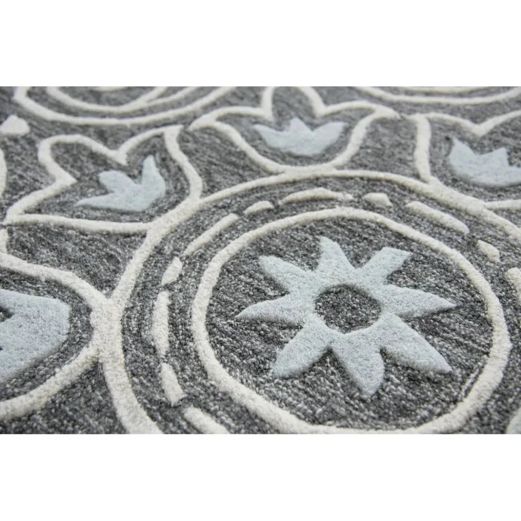 Cast Medallion Gray Large Area Rugs For Living Room - LOOMLAN - LOOMLAN - Area Rugs