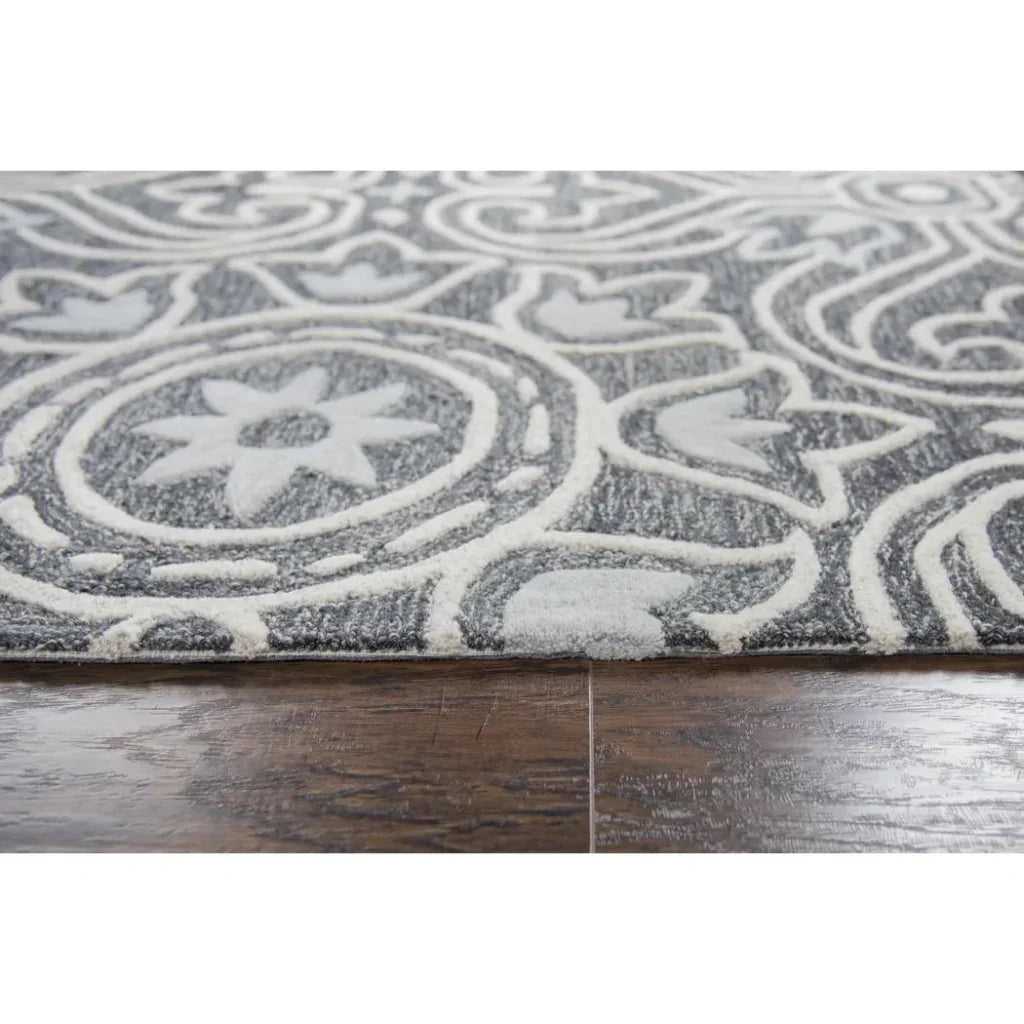 Cast Medallion Gray Large Area Rugs For Living Room - LOOMLAN - LOOMLAN - Area Rugs