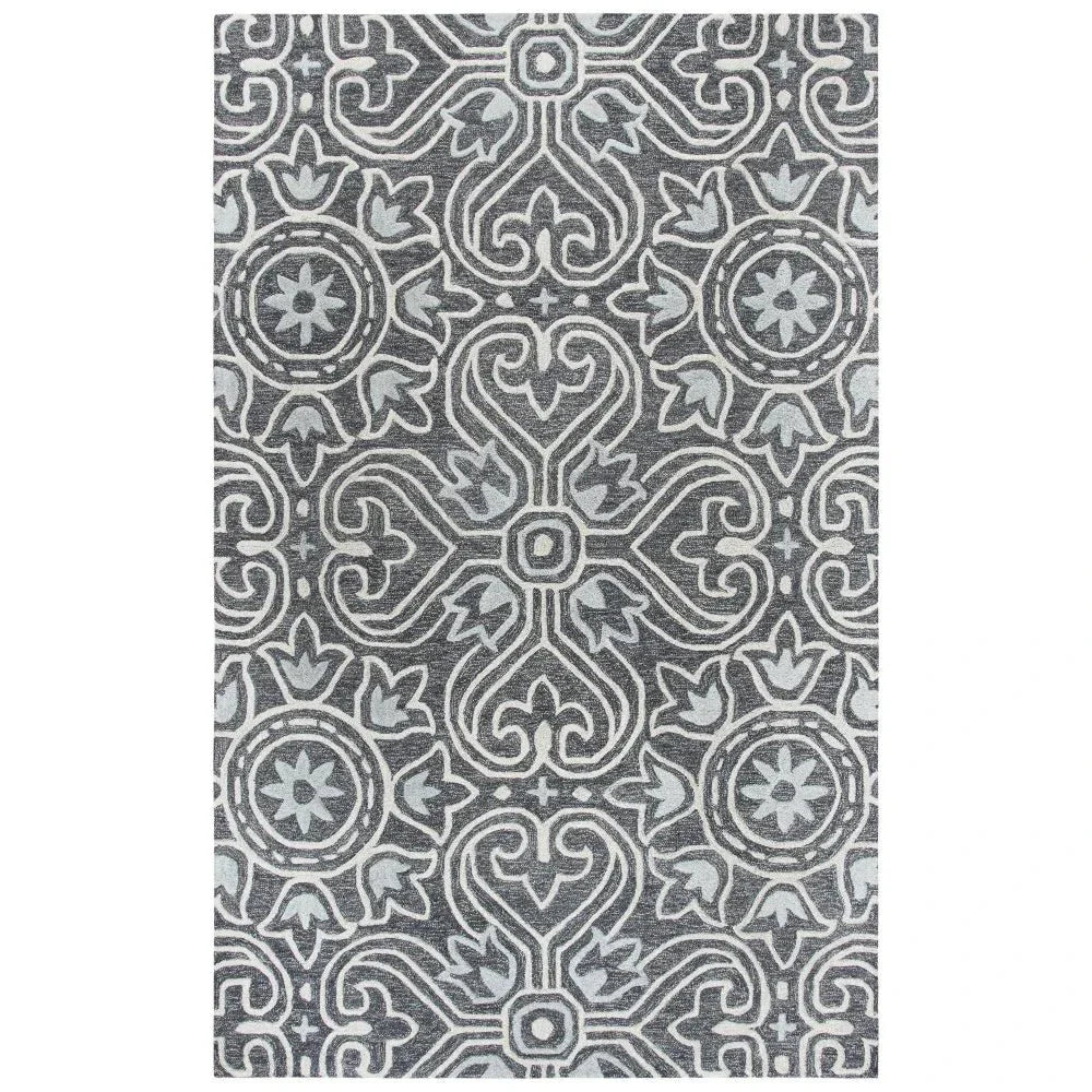 Cast Medallion Gray Large Area Rugs For Living Room - LOOMLAN - LOOMLAN - Area Rugs
