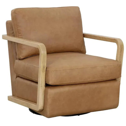 Castell Leather Swivel Lounge Chair - LOOMLAN - SUNPAN - Club Chairs
