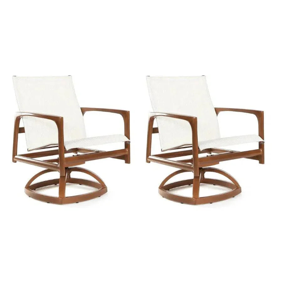 Castelle Berkeley Sling Swivel Rocker Dining Chair-Outdoor Dining Chairs-Castelle-LOOMLAN