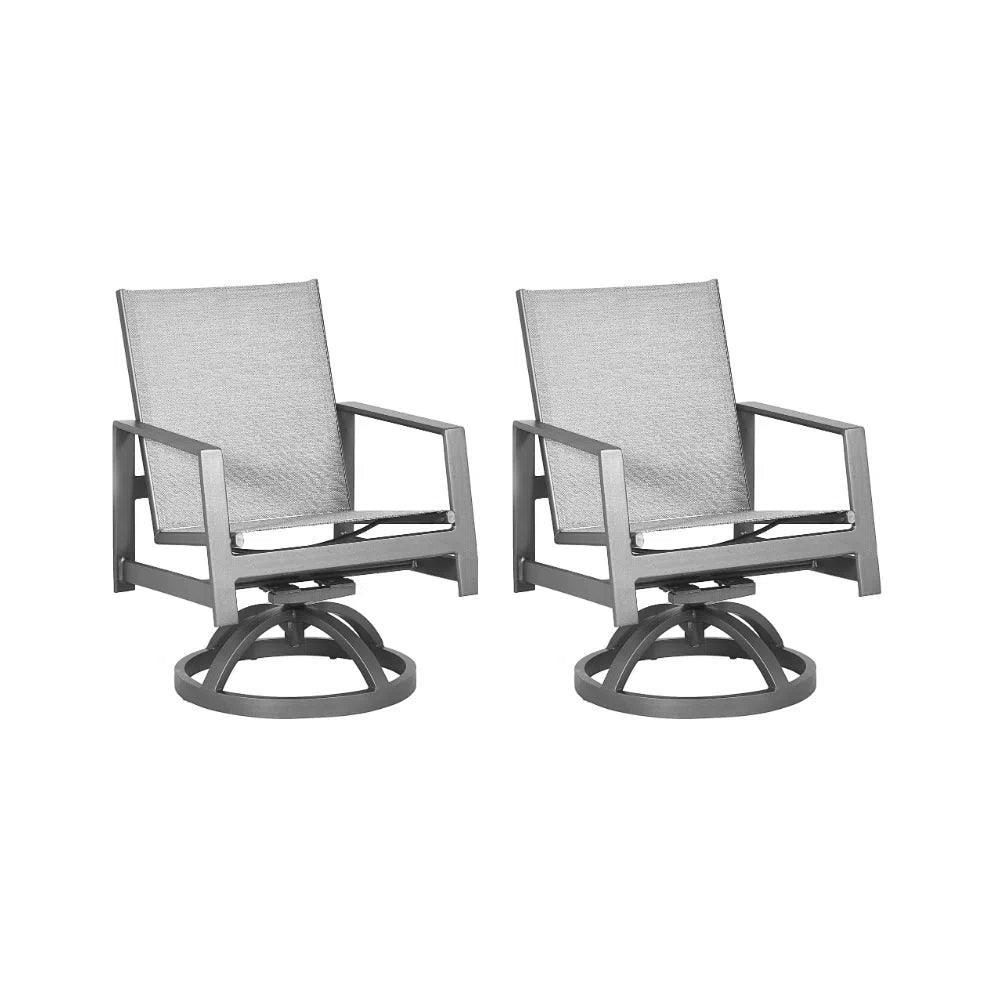 Castelle Prism Sling Swivel Rocking Dining Chair-Outdoor Dining Chairs-Castelle-LOOMLAN