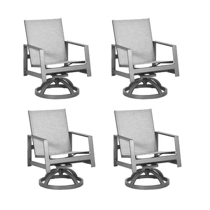 Castelle Prism Sling Swivel Rocking Dining Chair-Outdoor Dining Chairs-Castelle-LOOMLAN