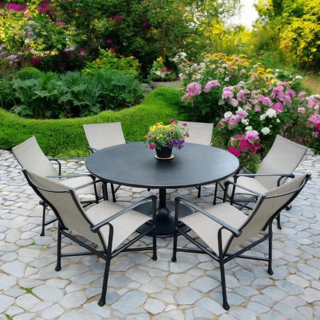 Castelle Tulip Aluminum Outdoor Round Dining Table-Outdoor Dining Tables-Castelle-LOOMLAN