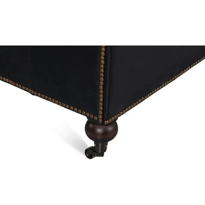 Castered Chesterfield Wood Onyx Black Sofa - LOOMLAN - Sarreid - Sofas & Loveseats