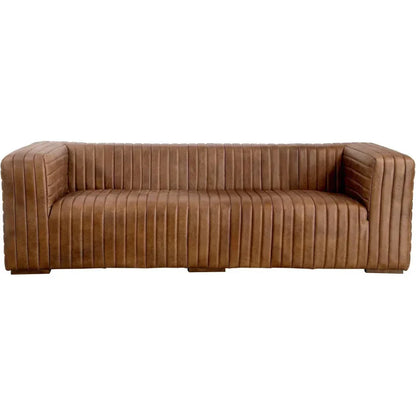 Castle - Grain Leather & Solid Pine Brown Sofa - LOOMLAN - Moe's Home - Sofas & Loveseats