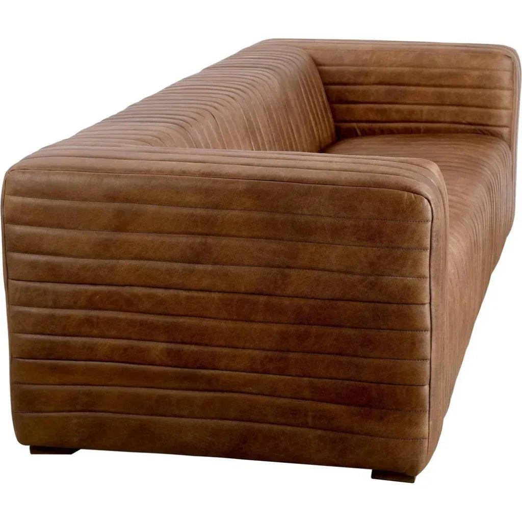 Castle - Grain Leather & Solid Pine Brown Sofa - LOOMLAN - Moe's Home - Sofas & Loveseats
