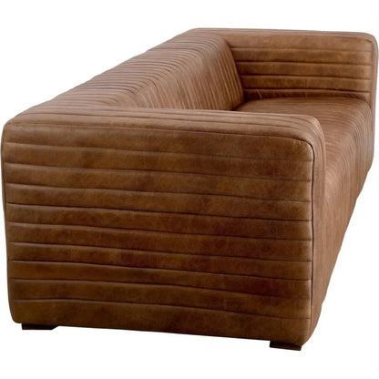 Castle - Grain Leather & Solid Pine Brown Sofa - LOOMLAN - Moe's Home - Sofas & Loveseats