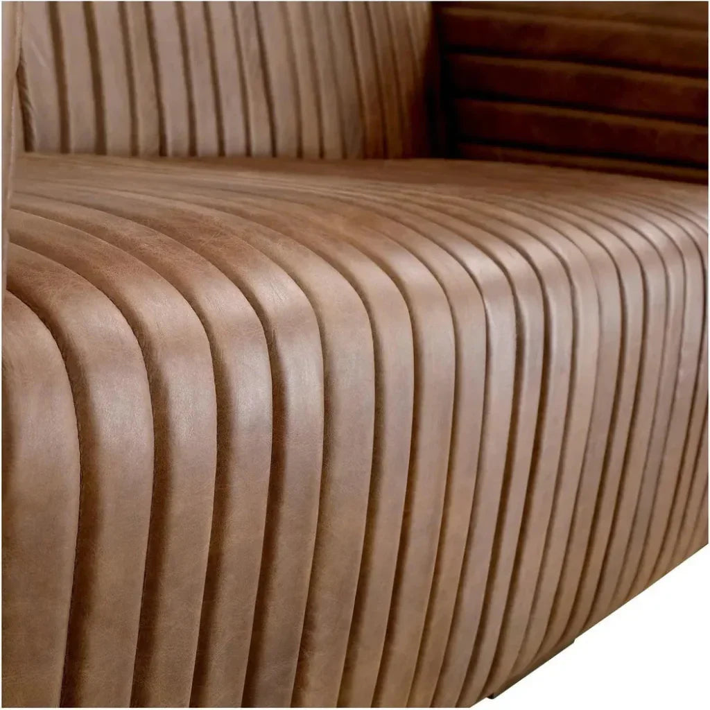 Castle - Grain Leather & Solid Pine Brown Sofa - LOOMLAN - Moe's Home - Sofas & Loveseats