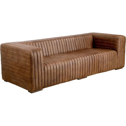 Castle - Grain Leather & Solid Pine Brown Sofa - LOOMLAN - Moe's Home - Sofas & Loveseats