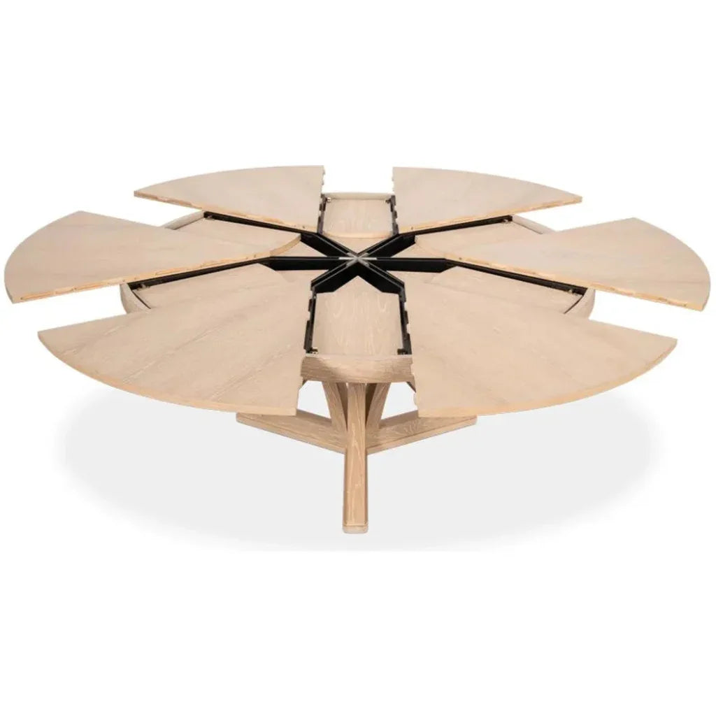 Casual Jupe Extendable Round Dining Table-Dining Tables-Sarreid-LOOMLAN