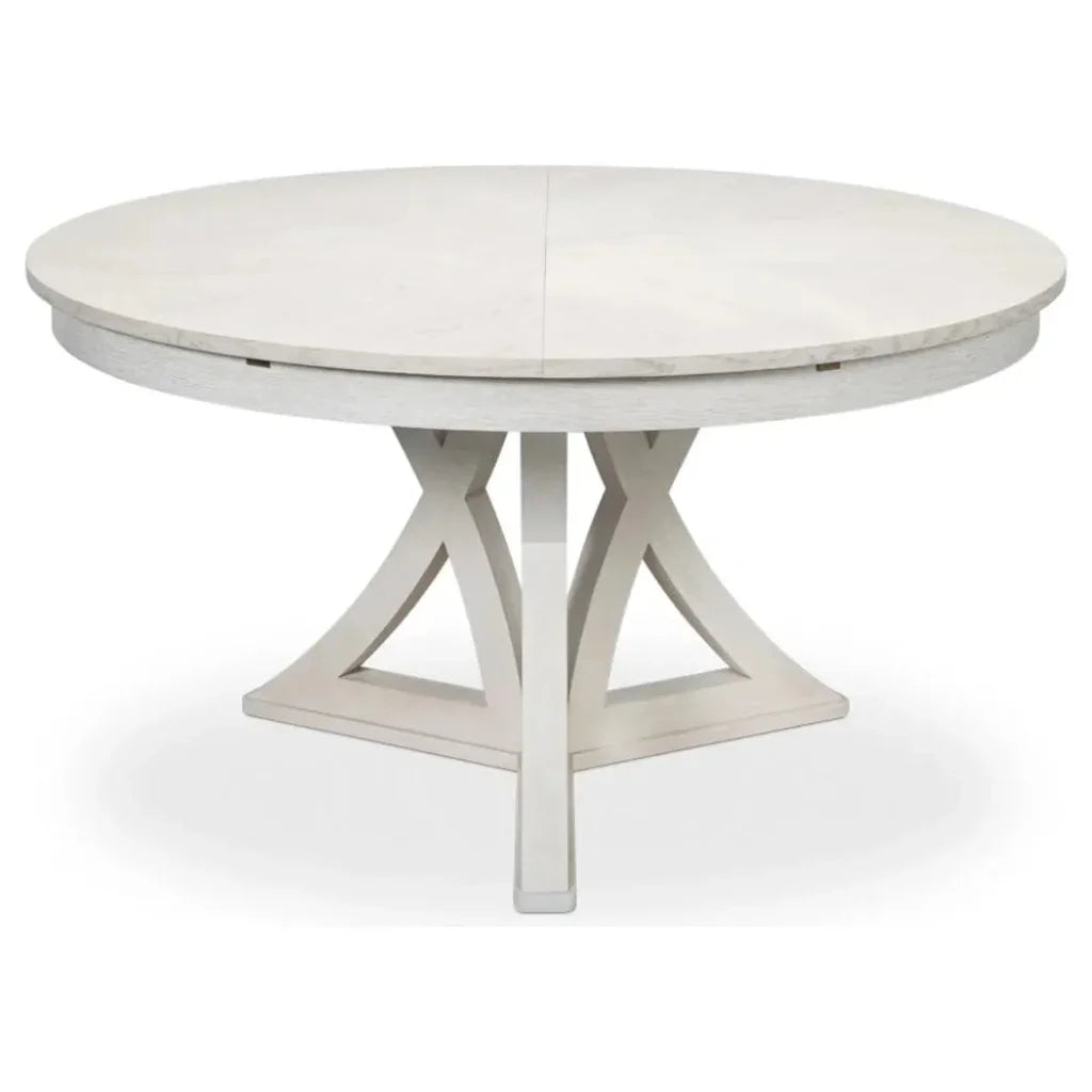 Casual Jupe Extendable Round Dining Table-Dining Tables-Sarreid-White-55"dia-LOOMLAN