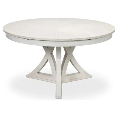 Casual Jupe Extendable Round Dining Table-Dining Tables-Sarreid-White-55"dia-LOOMLAN
