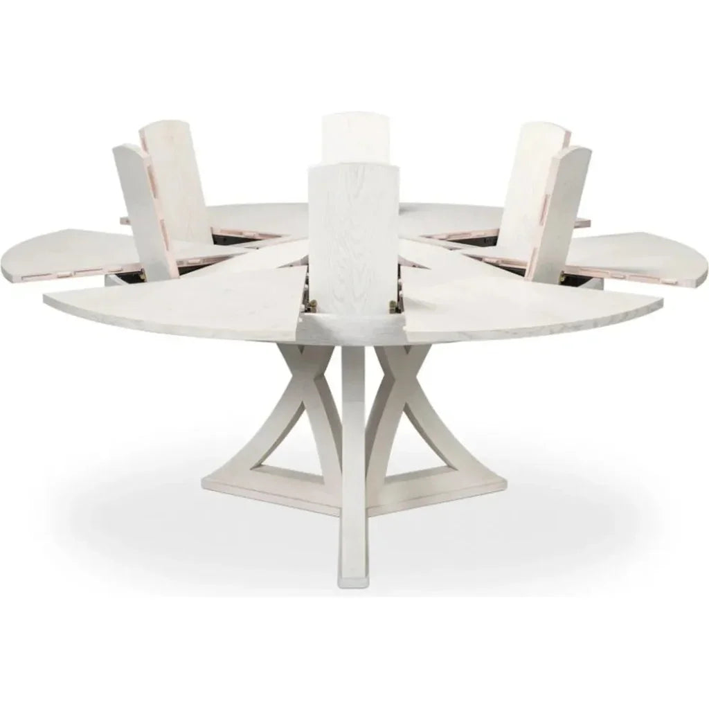 Casual Jupe Extendable Round Dining Table-Dining Tables-Sarreid-LOOMLAN