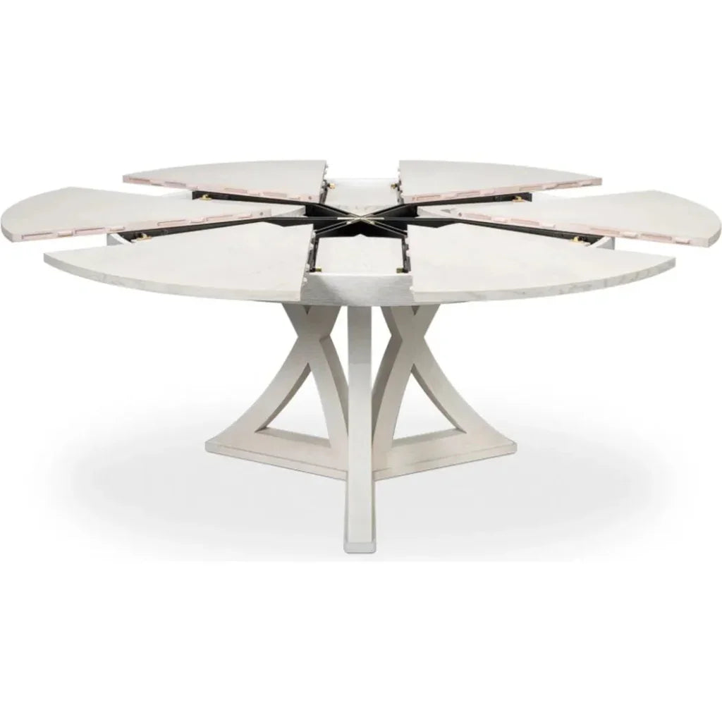 Casual Jupe Extendable Round Dining Table-Dining Tables-Sarreid-LOOMLAN