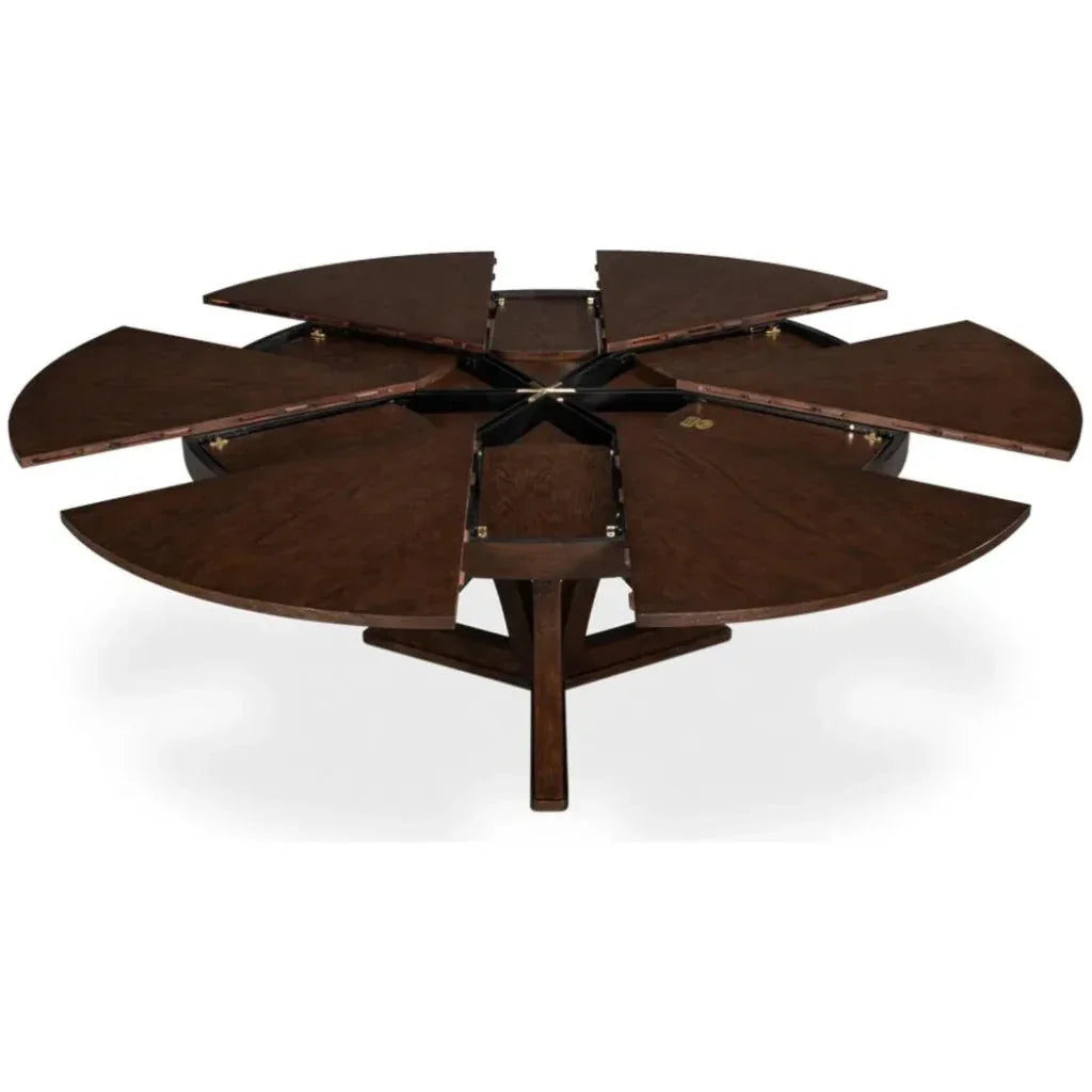 Casual Jupe Extendable Round Dining Table-Dining Tables-Sarreid-LOOMLAN