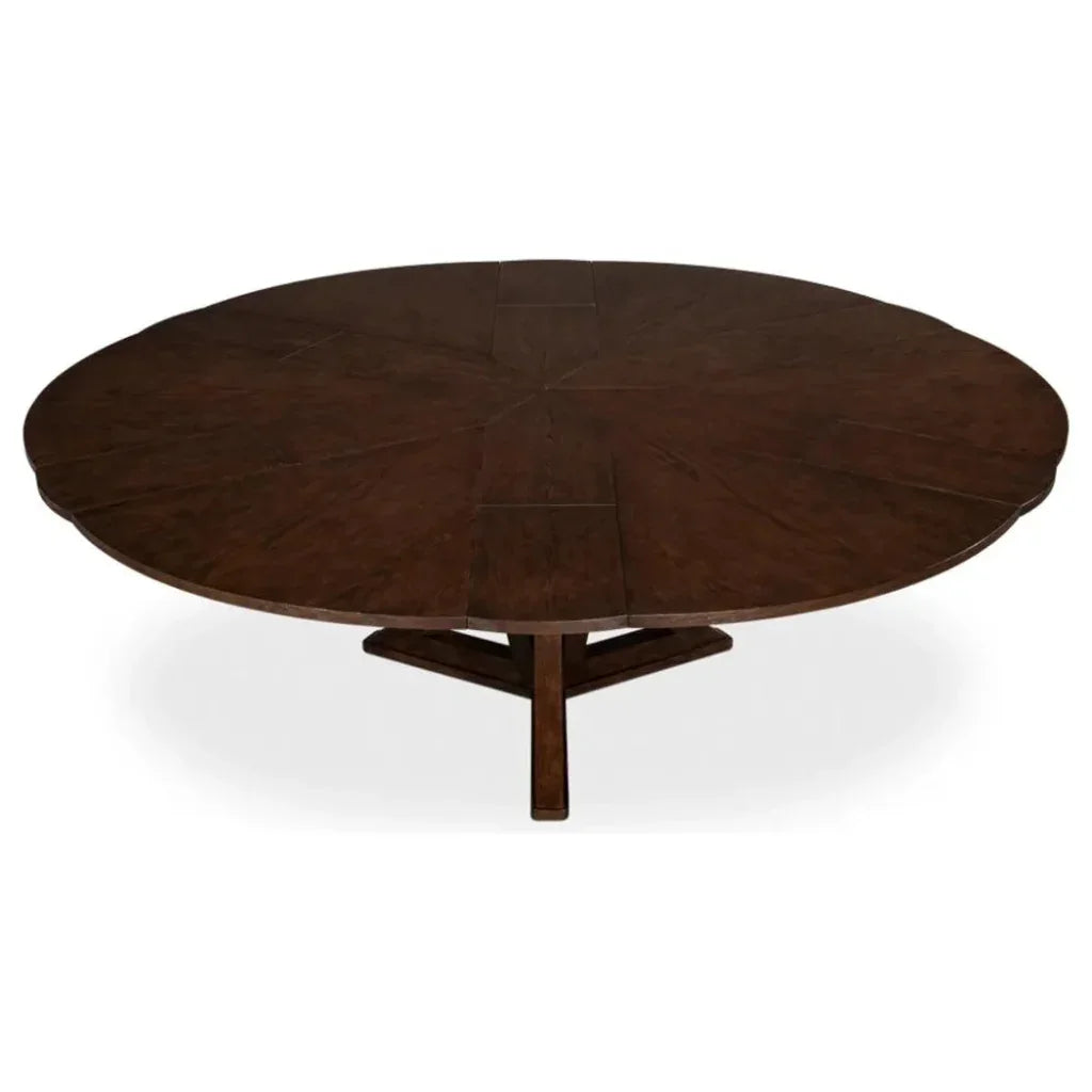 Casual Jupe Extendable Round Dining Table-Dining Tables-Sarreid-LOOMLAN
