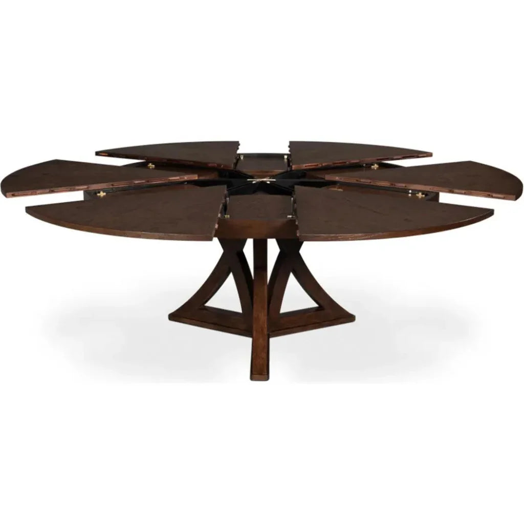 Casual Jupe Extendable Round Dining Table-Dining Tables-Sarreid-LOOMLAN