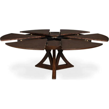 Casual Jupe Extendable Round Dining Table-Dining Tables-Sarreid-LOOMLAN