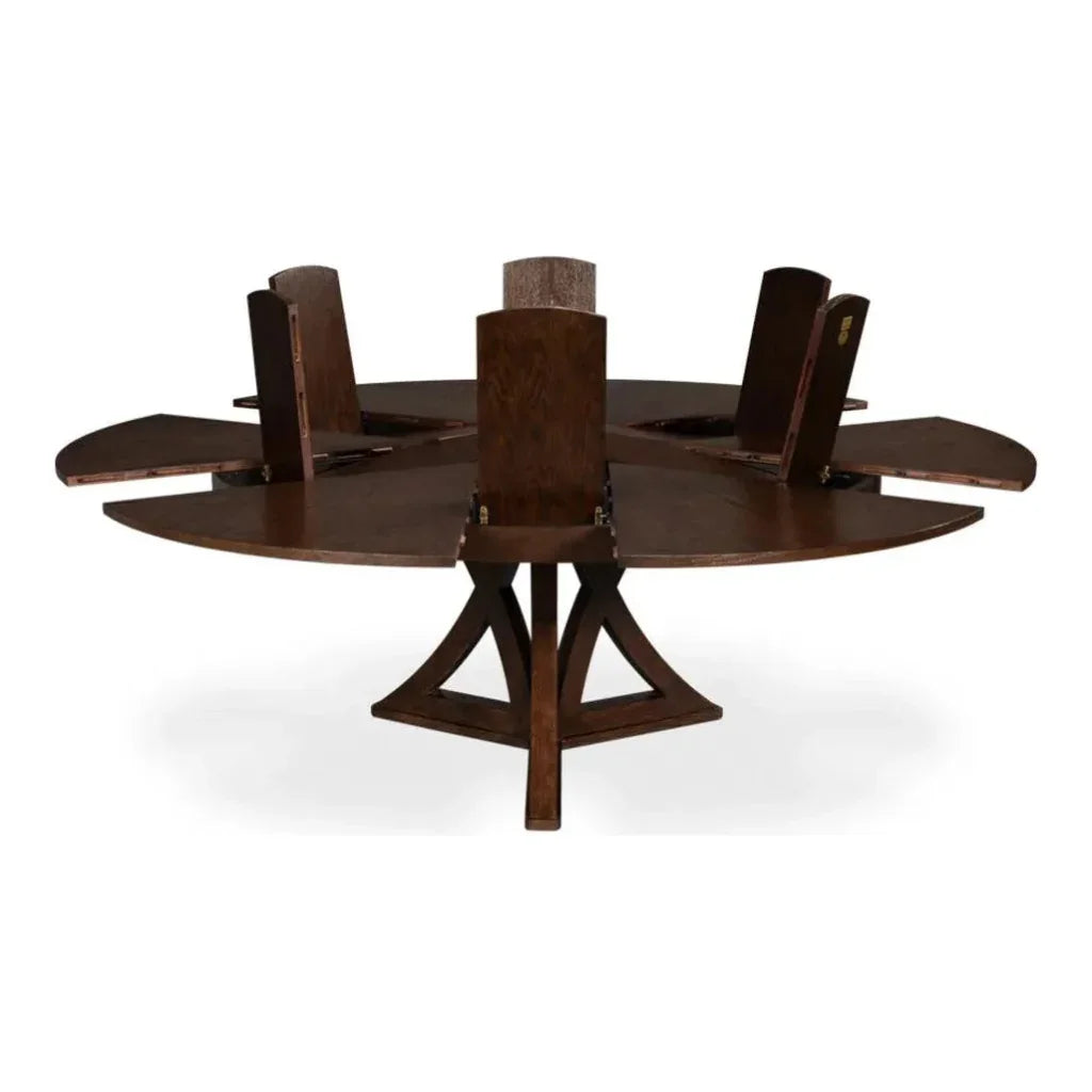 Casual Jupe Extendable Round Dining Table-Dining Tables-Sarreid-LOOMLAN