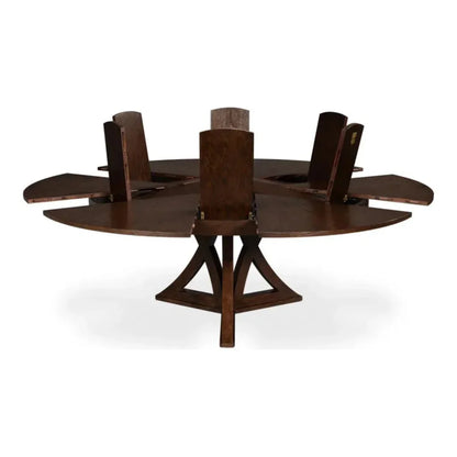 Casual Jupe Extendable Round Dining Table-Dining Tables-Sarreid-LOOMLAN