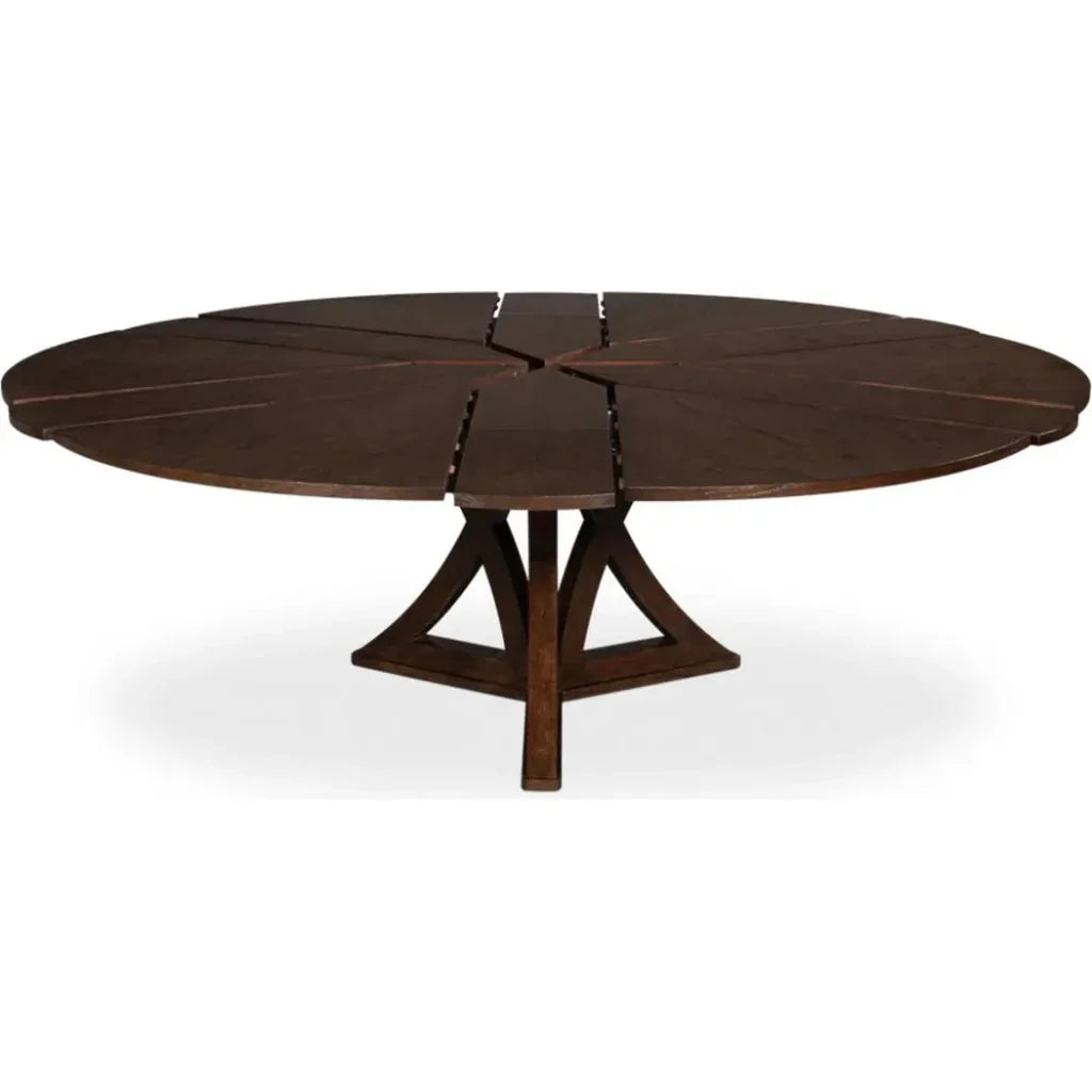 Casual Jupe Extendable Round Dining Table-Dining Tables-Sarreid-LOOMLAN