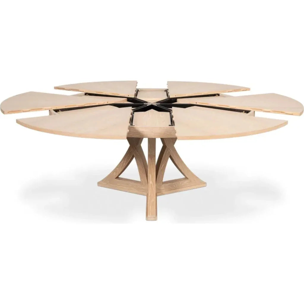 Casual Jupe Extendable Round Dining Table-Dining Tables-Sarreid-LOOMLAN