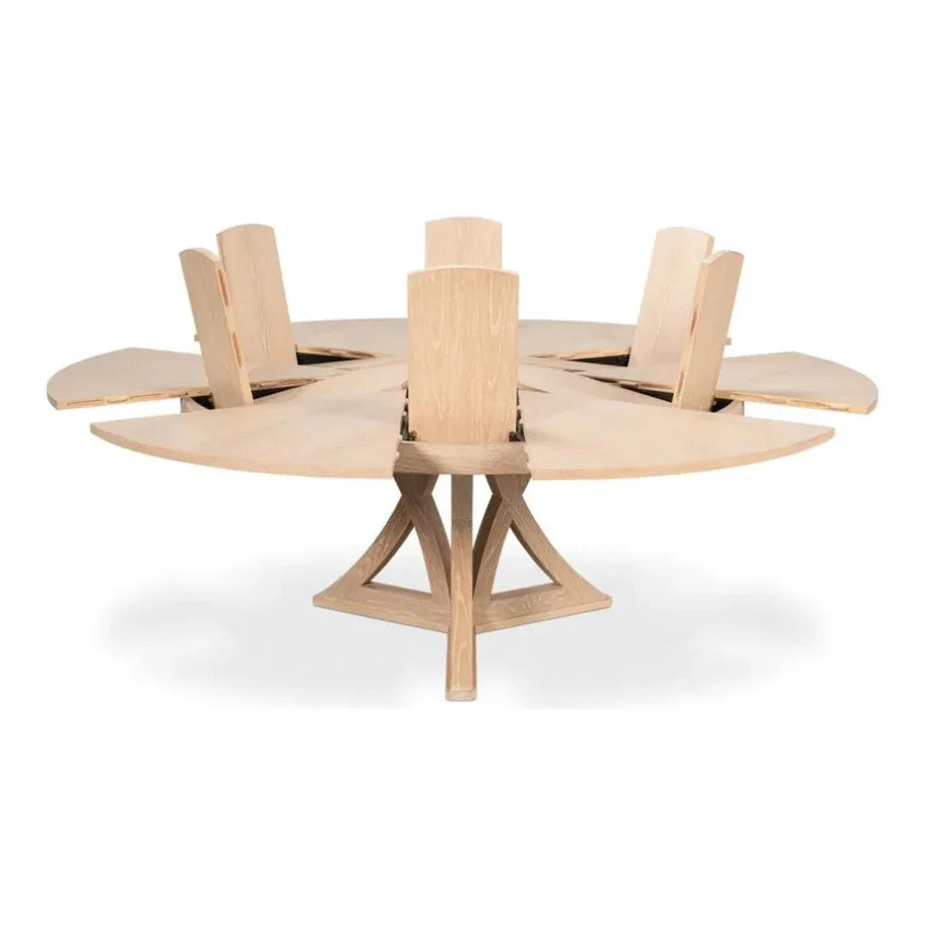 Casual Jupe Extendable Round Dining Table-Dining Tables-Sarreid-LOOMLAN
