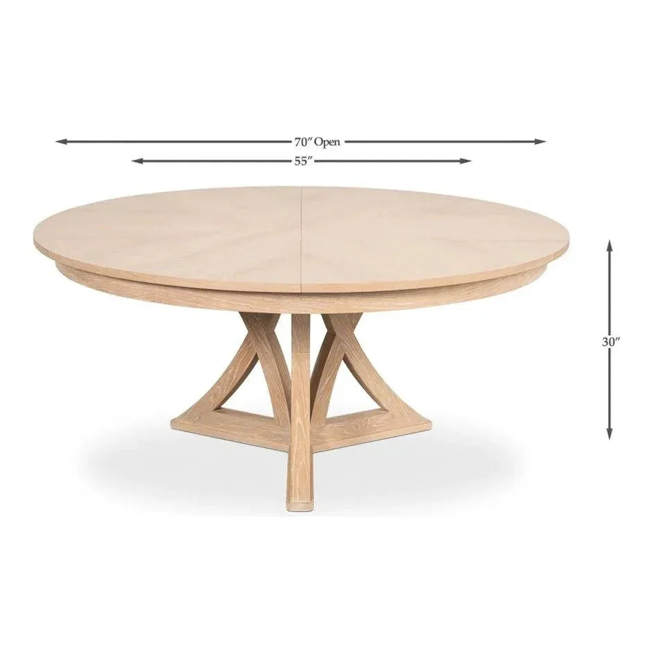 Casual Jupe Extendable Round Dining Table-Dining Tables-Sarreid-LOOMLAN