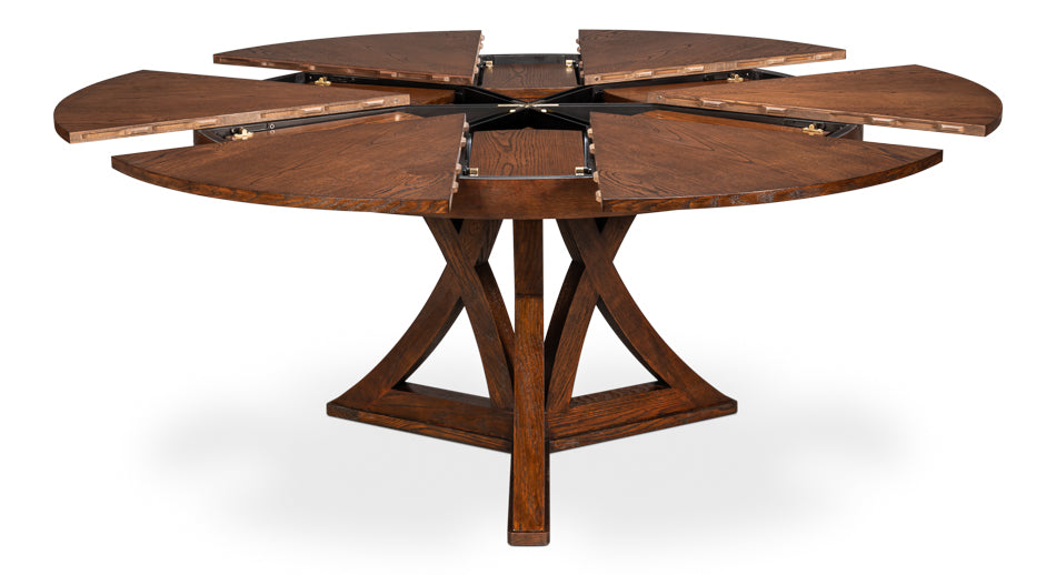 Casual Jupe Extendable Wooden Dining Table-Dining Tables-Sarreid-Dark Walnut-Large-LOOMLAN