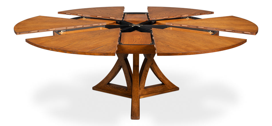 Casual Jupe Extendable Wooden Dining Table-Dining Tables-Sarreid-Tobacco Brown-Medium-LOOMLAN