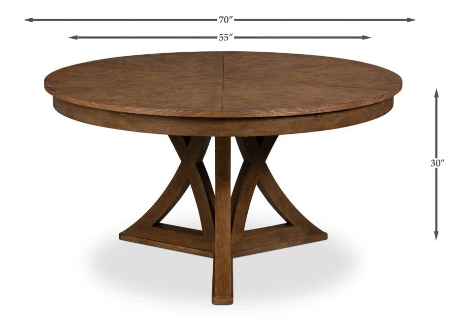 Casual Jupe Wooden Round Dining Table-Dining Tables-Sarreid-LOOMLAN