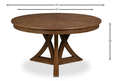 Casual Jupe Wooden Round Dining Table-Dining Tables-Sarreid-LOOMLAN