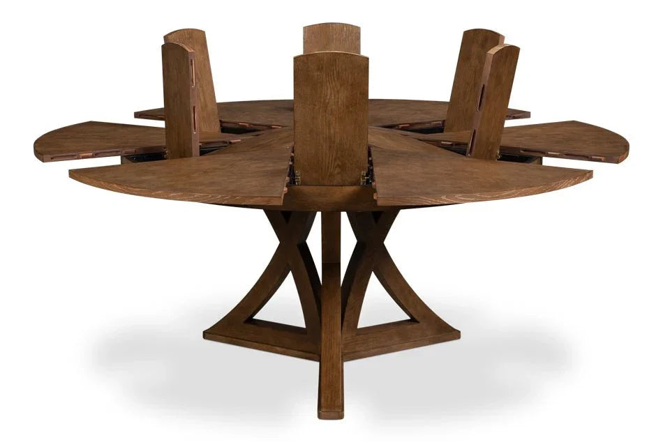 Casual Jupe Wooden Round Dining Table-Dining Tables-Sarreid-LOOMLAN