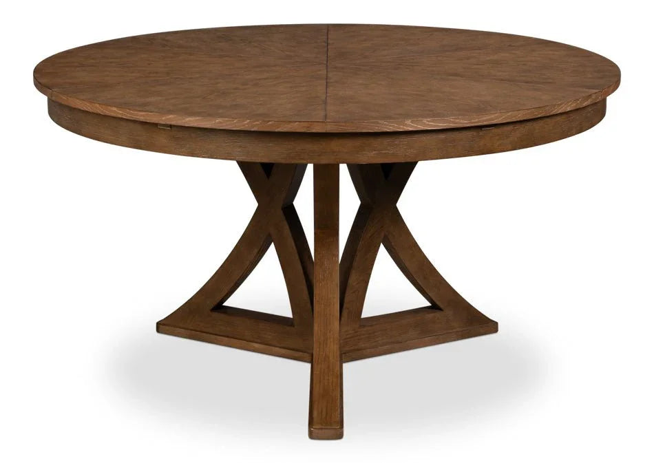 Casual Jupe Wooden Round Dining Table-Dining Tables-Sarreid-LOOMLAN
