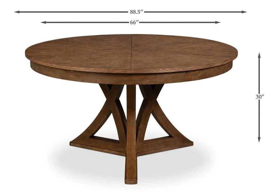 Casual Jupe Wooden Round Dining Table-Dining Tables-Sarreid-LOOMLAN