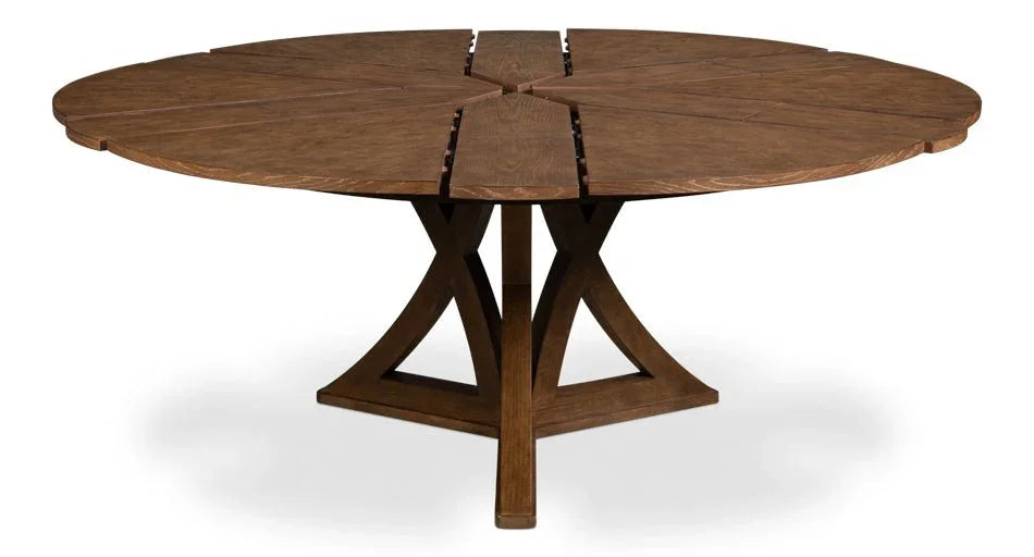 Casual Jupe Wooden Round Dining Table-Dining Tables-Sarreid-LOOMLAN