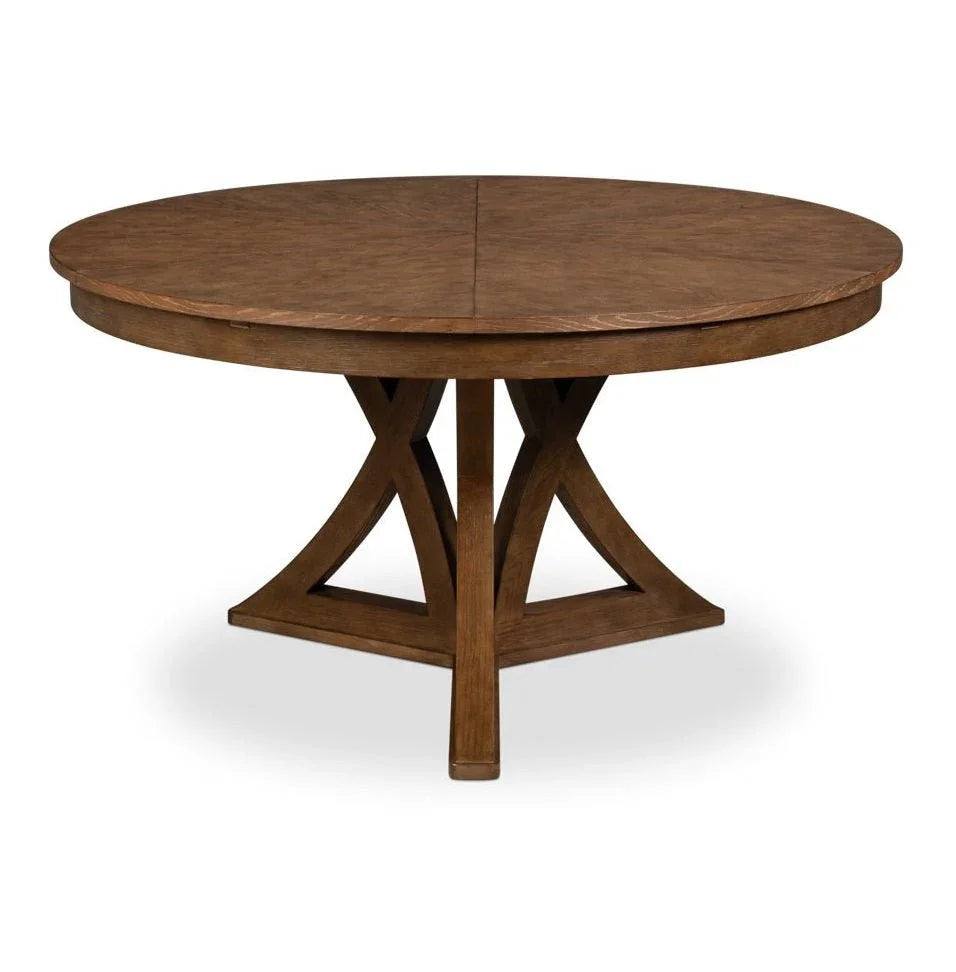 Casual Jupe Wooden Round Dining Table-Dining Tables-Sarreid-Large-LOOMLAN