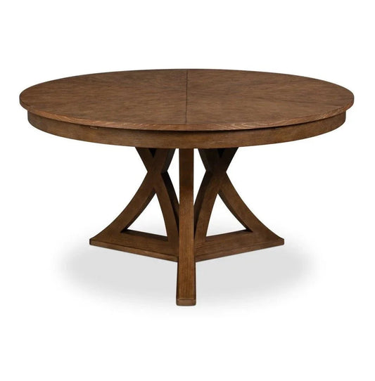 Casual Jupe Wooden Round Dining Table-Dining Tables-Sarreid-Large-LOOMLAN