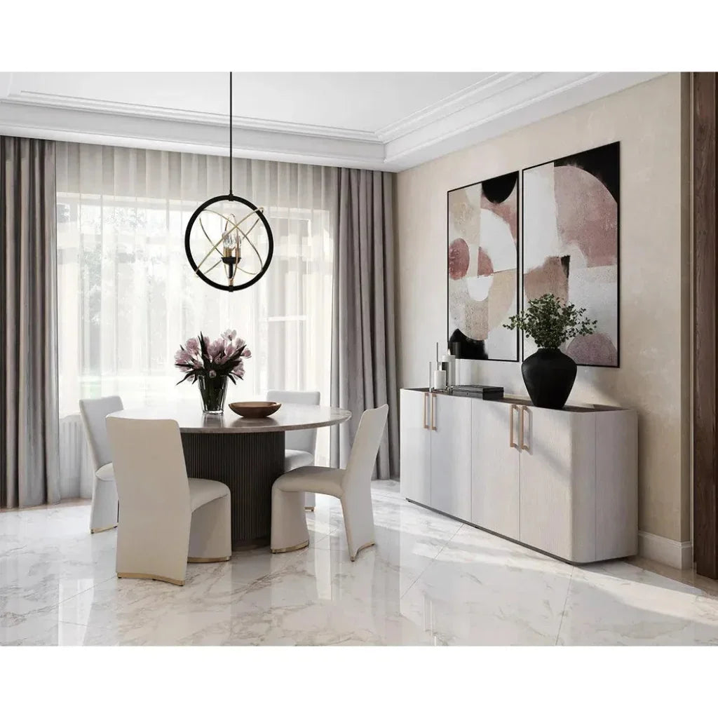 Cataldi Dining Table 59" Marble Gold Trim-Dining Tables-SUNPAN-LOOMLAN