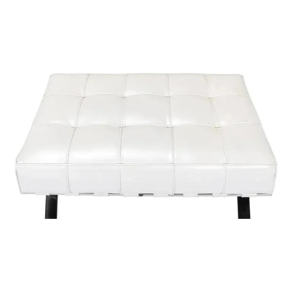 Catalunya Bench White Leather Silver Frame - LOOMLAN - Sarreid - Bedroom Benches