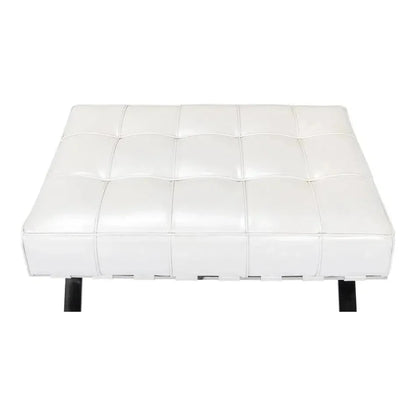 Catalunya Bench White Leather Silver Frame - LOOMLAN - Sarreid - Bedroom Benches