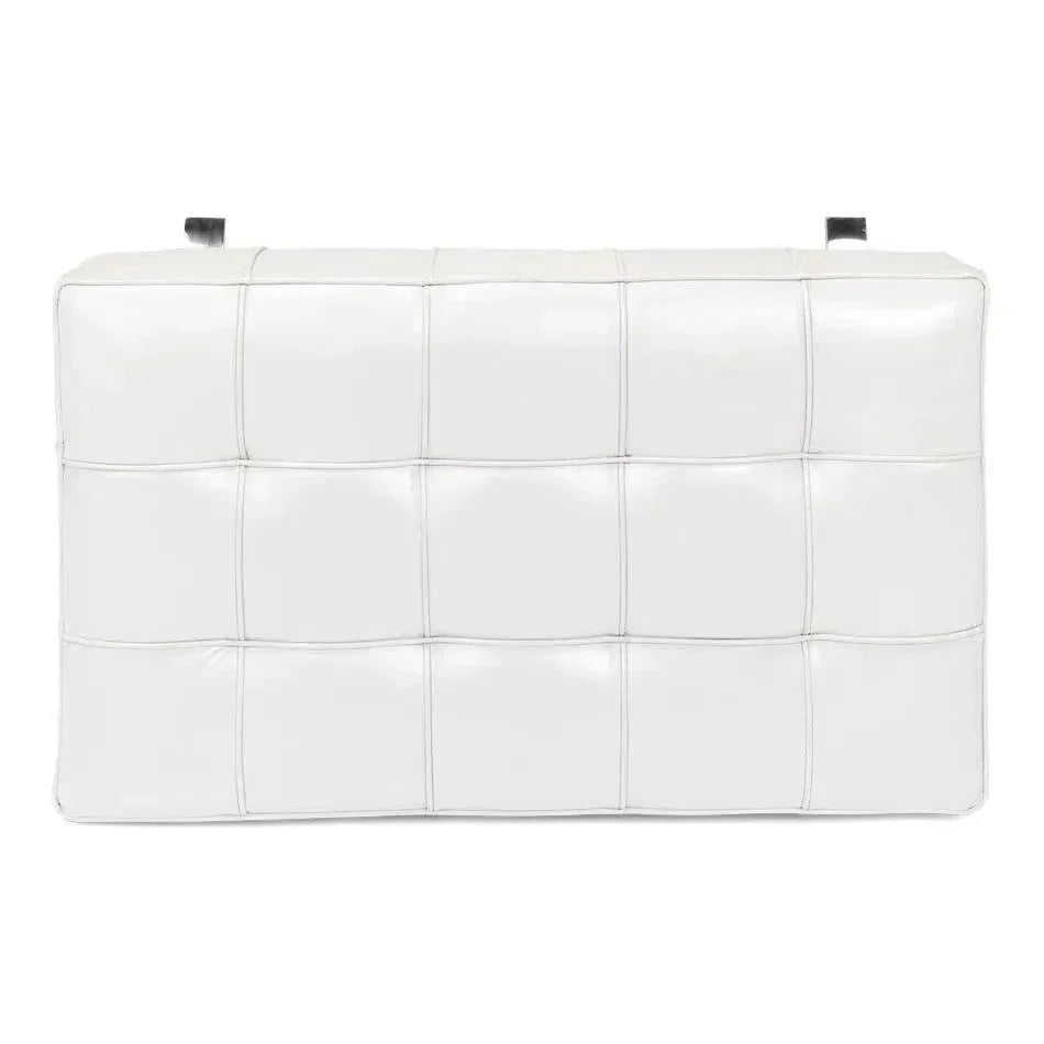 Catalunya Bench White Leather Silver Frame - LOOMLAN - Sarreid - Bedroom Benches