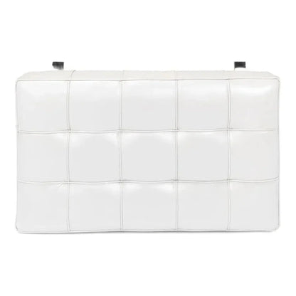 Catalunya Bench White Leather Silver Frame - LOOMLAN - Sarreid - Bedroom Benches