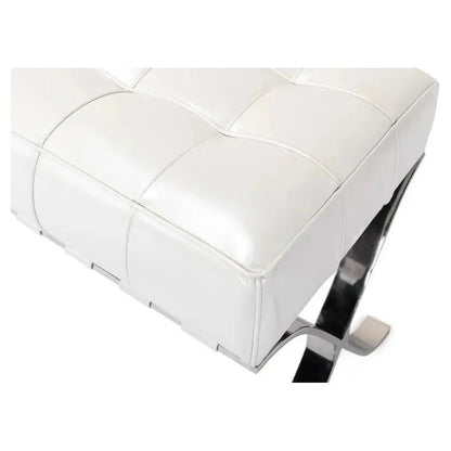 Catalunya Bench White Leather Silver Frame - LOOMLAN - Sarreid - Bedroom Benches