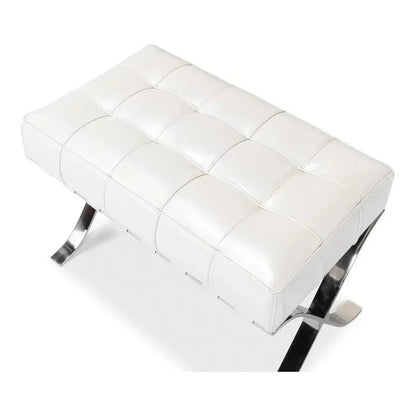 Catalunya Bench White Leather Silver Frame - LOOMLAN - Sarreid - Bedroom Benches