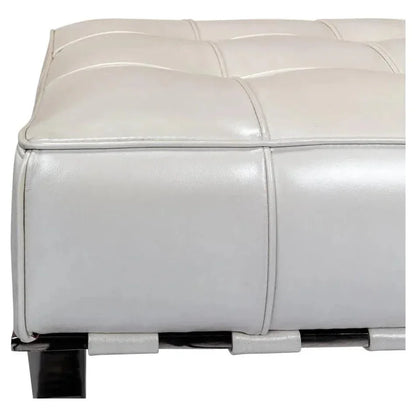 Catalunya Bench White Leather Silver Frame - LOOMLAN - Sarreid - Bedroom Benches