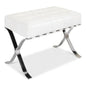 Catalunya Bench White Leather Silver Frame - LOOMLAN - Sarreid - Bedroom Benches